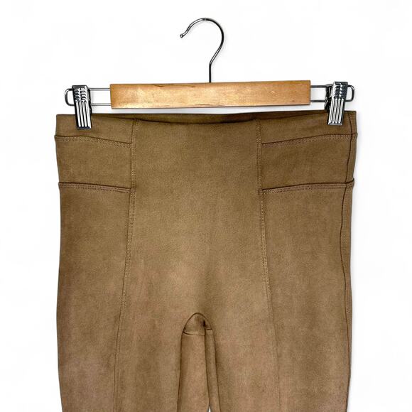 Spanx Women's High Waist Faux Suede Size Leggings S Taupe Camel Brown Microfiber - Picture 4 of 12